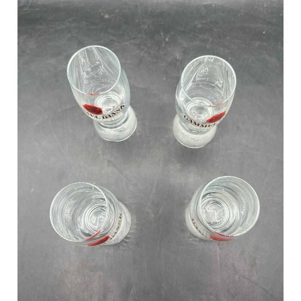 Set of 4 Vintage Gammel Dansk Bitter Dram Schnapps Shot Glasses Barware